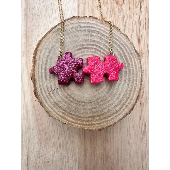 Polymer Clay Necklace Handmade Besties Forever (Even If We Don’t Fit Perfectly) - Picture 1 of 3